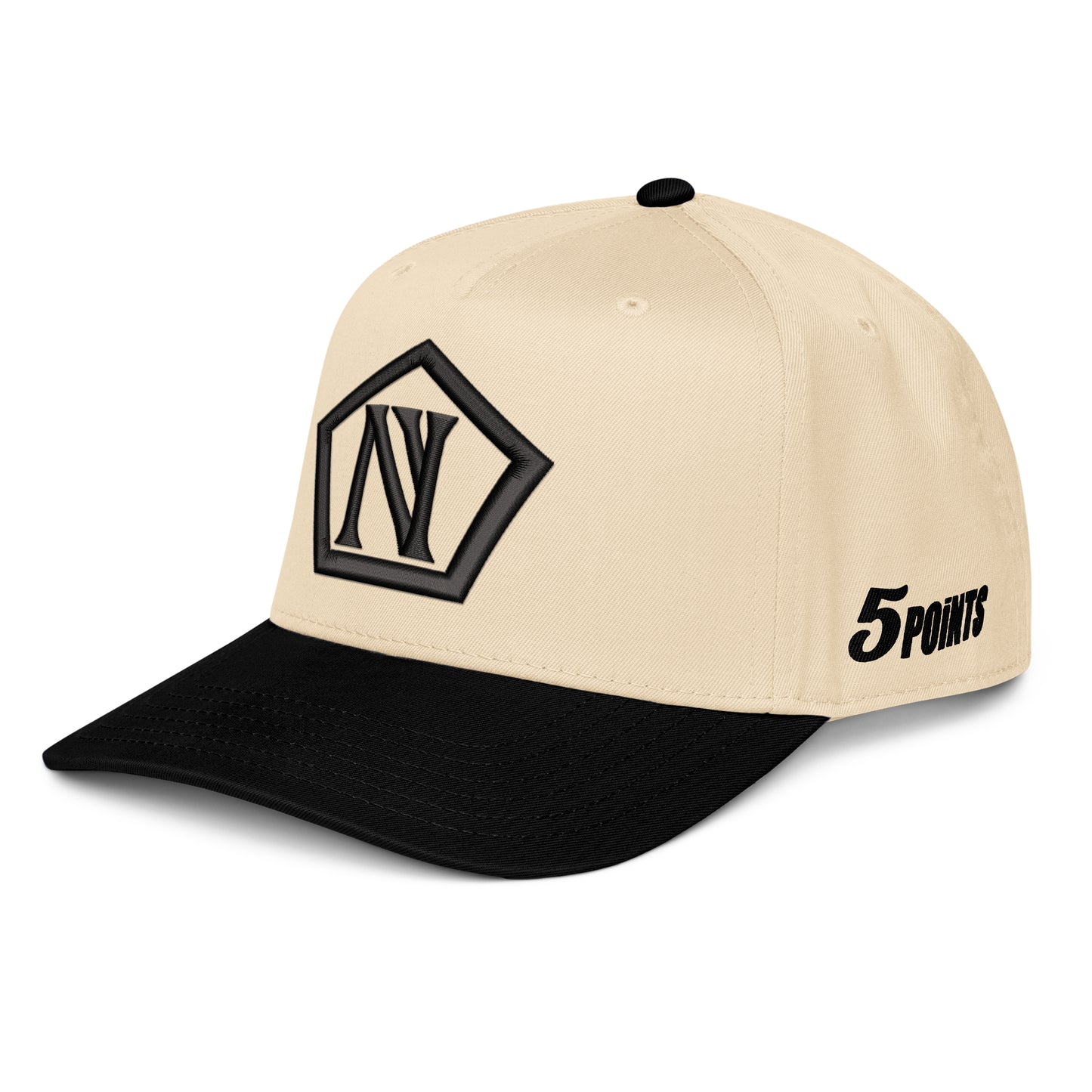 2 Tone 5 Panel Snapback Natural with Black Brim