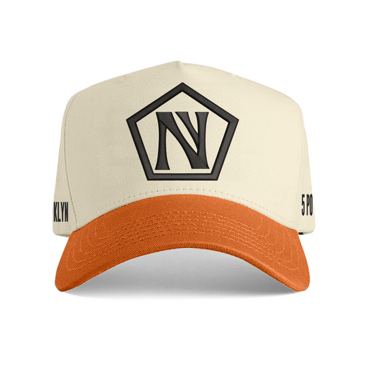 2 Tone 5 Panel Snapback Natural with Burnt Orange Brim