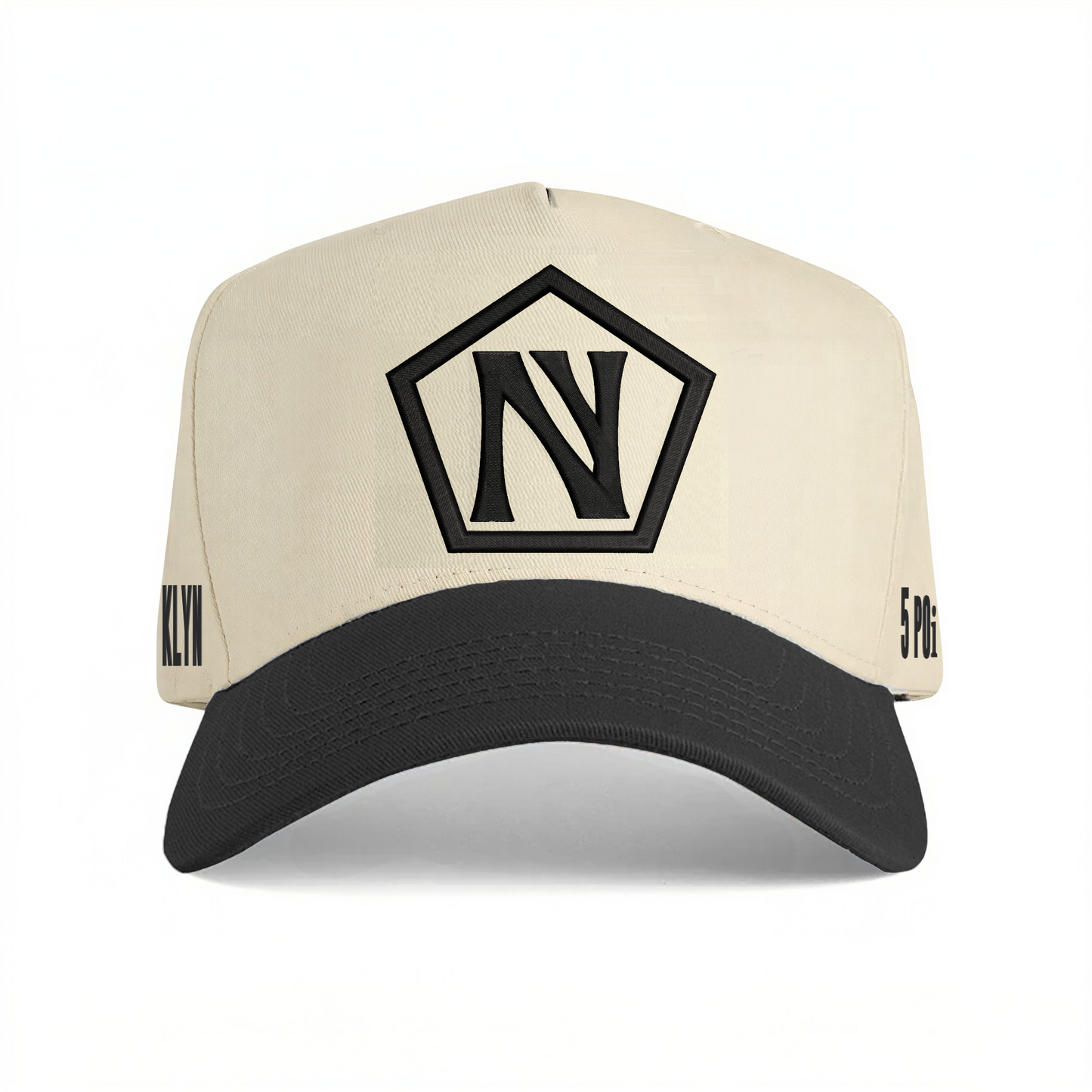 2 Tone 5 Panel Snapback Natural with Black Brim