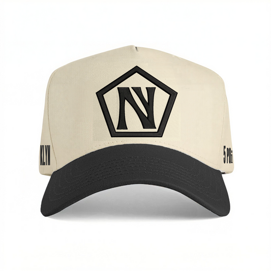 2 Tone 5 Panel Snapback Natural with Black Brim
