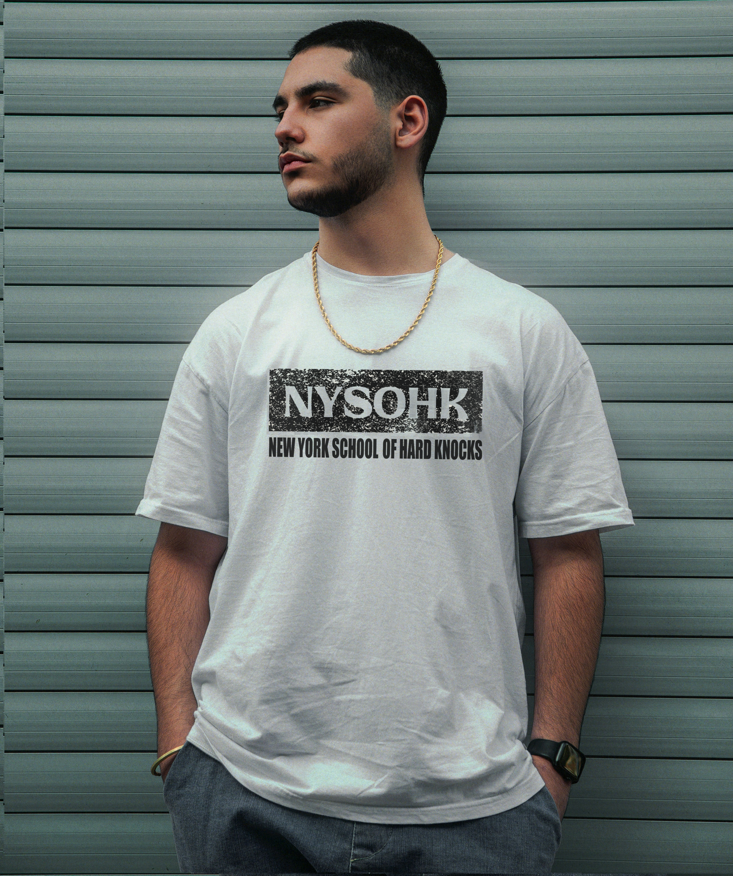 Black Distressed Cased NYSOHK Logo Tee