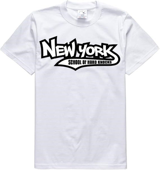 White/Black Heavyweight New York School of Hard Knocks Banner Tee